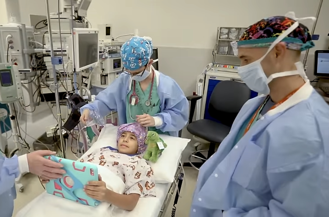 Young girl prepares for surgery